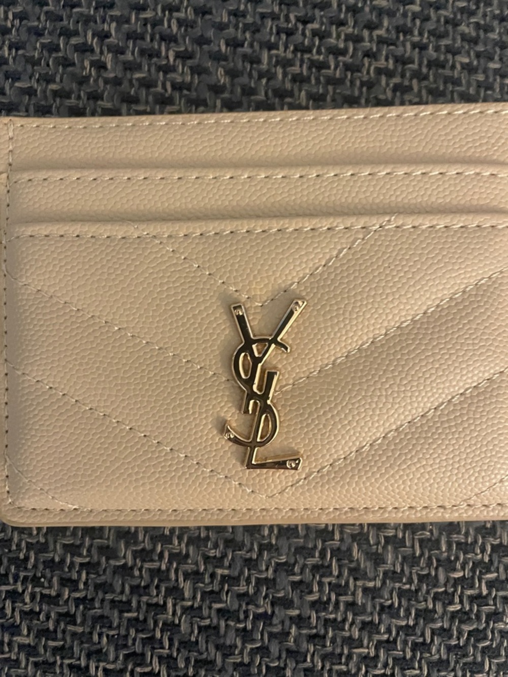 Cream Quilted Card Sleeve with Gold Logo - Picture 3 of 3